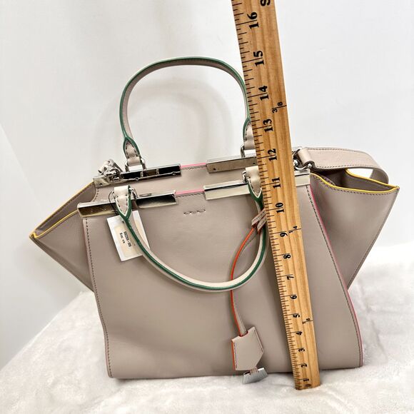 FENDI 3Jours Grey Calfskin Leather Satchel Bag Multicolor Trim Italy $ 2950 - Picture 8 of 16